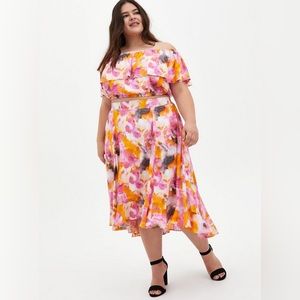 Watercolor Tie-Dye Off Shoulder Skirt Set falda y top sin hombros plus size